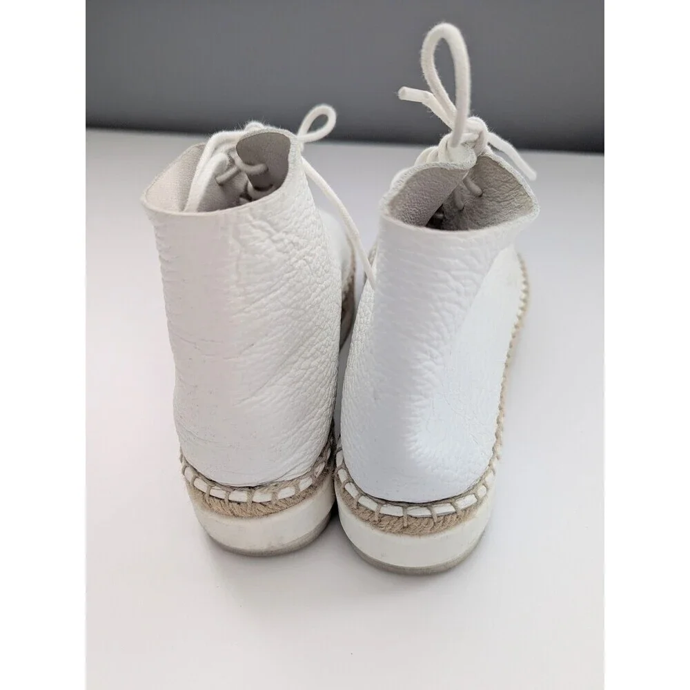 Miista Women's (Sz 36) White Leather Lace-Up Peep-Toe Espadrilles/Shoes/Sandals